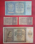 Lot 4 novčanice kuna!! 100 i 1000 kuna iz 1941 i 2 × 2 kune iz 1942 g