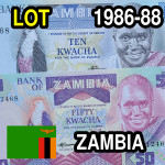 LOT Zambia - 10, 50 Kwacha (1986-88) UNC