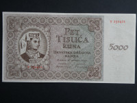 N.D.H., PET TISUĆA KUNA -5000 KUNA  15. srpnja  1943.-XF