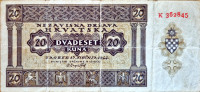 NEZAVISNA DRŽAVA HRVATSKA 20 KUNA 1944.