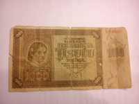 Novčanica 1000 KUNA,  1941  NDH