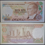 TURKEY / TURSKA (1990) 5000 Lira UNC