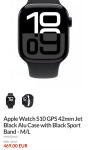 Apple Watch S10 GPS 42mm Jet Black Alu Case with Black Sport Band - M/