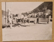 Stara fotografija 1928 Kamenari Boka kotorska Prijevoz auta skela