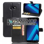 Kožna torbica futrola Samsung Galaxy A7 (2017) wallet Litchi crna