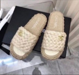 Chanel Beige Braided Cord Slide Sandals