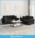 2-dijelni set sofa s jastucima crni baršunasti - NOVO