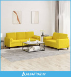 2-dijelni set sofa s jastucima žuti baršunasti - NOVO