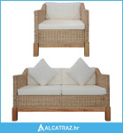 2-dijelni set sofa od prirodnog ratana s jastucima - NOVO