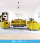 3-dijelni set sofa s jastucima žuti baršunasti - NOVO