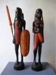 MASAI WARRIOS PAIR WOODEN ART SCULPTURE - DRVENE SKULPTURE RATNIKA MAS