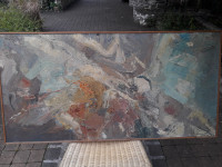 Božidar Jušić, apstrakcija, veliko ulje na panelu.