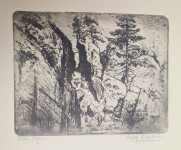 Dragutin Renarić "Bijele stijene" bakropis 22x30cm; oko 1930g,