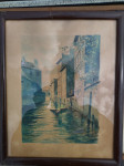 Venecija, starinska slika, akvarel, potpisana