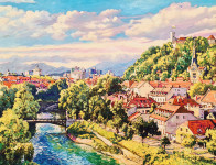 Ivan Vlašić "Ljubljana" ulje na platnu 60x80cm;