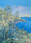 Ivan Vlašić "Procvale agave uz more" ulje na platnu 70x50cm;