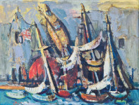 Josip Restek "Stari Dubrovnik" ulje na platnu 55x68cm; iz 1950 godine;