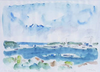 Nikola Reiser "Mali Lošinj" akvarel 50x70cm; iz 1990. godine