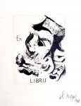 Slavko Kopač "Klaun EX LIBRIS" tuš  25X20cm ; iz 1936 god