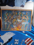 slika ,,pleme,, ulje na platnu- stara 60x41,5 cm