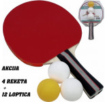 AKCIJA |    4 REKETA ZA PING PONG + 12 LOPTICA   | STOLNI TENIS