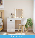 Toaletni stolić s LED svjetlima sjajni bijeli 90x42x132,5 cm - NOVO