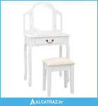 Toaletni stolić sa stolcem bijeli 65x36x128 cm paulovnija i MDF - NOVO