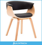 Blagovaonska stolica od savijenog drva i umjetne kože crna - NOVO