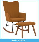 Stolica za ljuljanje s osloncem za noge smeđa baršunasta - NOVO
