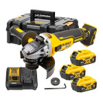 DeWalt kutna brusilica, 125 mm, 18V , 3 kom 5,0Ah baterija , kofer TST