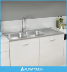 Kuhinjski sudoper s dva korita srebrni 1200x600x155 mm čelični - NOVO