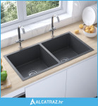 Ručno rađeni kuhinjski sudoper crni od nehrđajućeg čelika - NOVO
