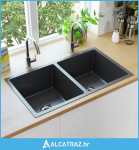 Ručno rađeni kuhinjski sudoper od nehrđajućeg čelika crni - NOVO