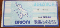 ULAZNICA NACIONALNI PARK BRIONI, 1984.