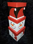 Božićne ukrasne tri kutije sa snjegovićem