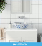 Nadgradni umivaonik bijelo-plavi okrugli Φ 41 x 14 cm keramički - NOVO