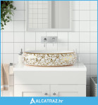 Nadgradni umivaonik bijelo-zlatni ovalni 59x40x15 cm keramički - NOVO