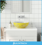 Nadgradni umivaonik bijelo-žuti okrugli Φ 41 x 14 cm keramički - NOVO
