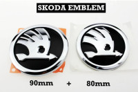 NOVO!!! ŠKODA ZNAK SREBRENO CRNI set - 80mm i 90mm (2 znaka) AKCIJA