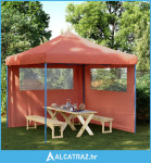 Sklopivi prigodni šator za zabave s 2 bočna zida terakota - NOVO