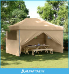 Sklopivi prigodni šator za zabave s 4 bočna zida bež - NOVO