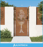 Vrtna vrata 105 x 205 cm od čelika COR-TEN s uzorkom stabla - NOVO