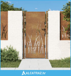 Vrtna vrata 105 x 205 cm od čelika COR-TEN s uzorkom trave - NOVO