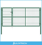 Vrtna vrata za ogradu sa stupovima 350 x 140 cm čelična zelena - NOVO