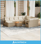 11-dijelni set vrtnih sofa od poliratana s jastucima bež - NOVO