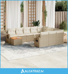 11-dijelni set vrtnih sofa od poliratana s jastucima bež - NOVO
