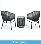 3-dijelni bistro set s jastucima od PVC ratana antracit - NOVO