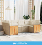 6-dijelni set vrtnih sofa s jastucima bež od poliratana - NOVO