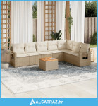 8-dijelni set vrtnih sofa od poliratana s jastucima bež - NOVO