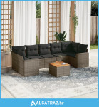8-dijelni set vrtnih sofa od poliratana s jastucima sivi - NOVO